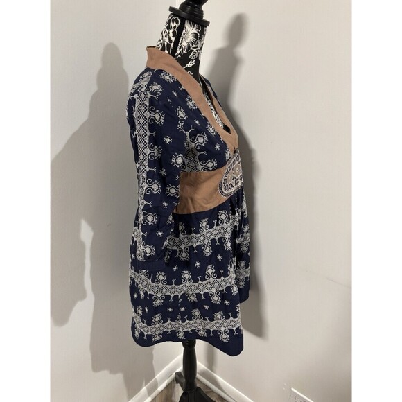 ODD MOLLY Blue 4 Continents 3/4 Sleeve Embroidered Scandinavian Dress Tunic SM - Picture 4 of 10